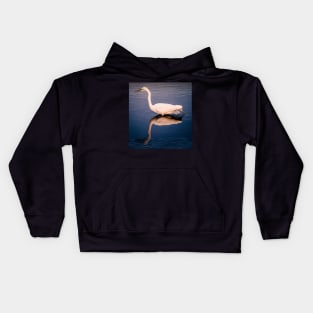 Great Egret reflection Kids Hoodie